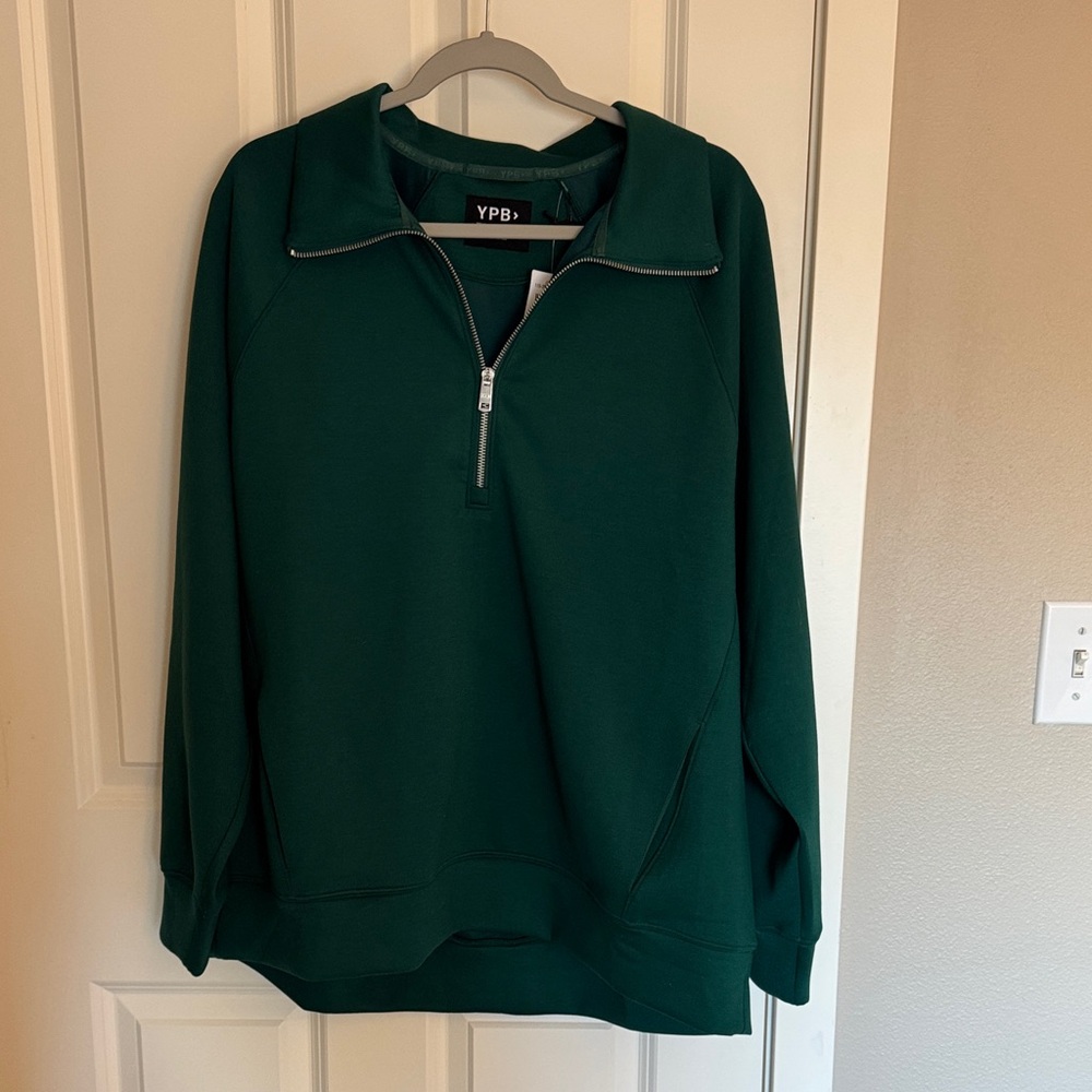 YPB Men's Forest Green Half-Zip Sweater